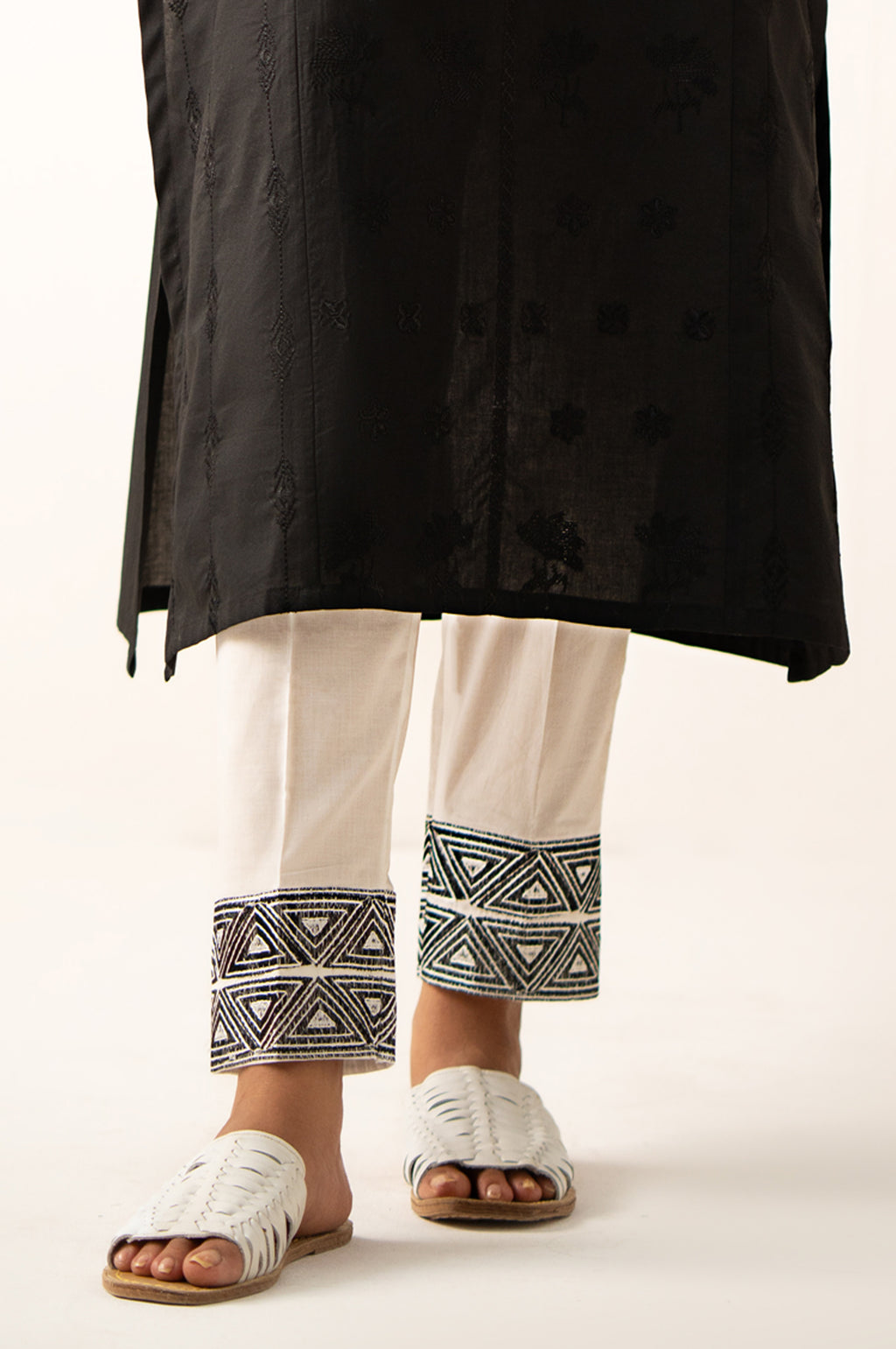 Embroidered Cambric Bottom - White