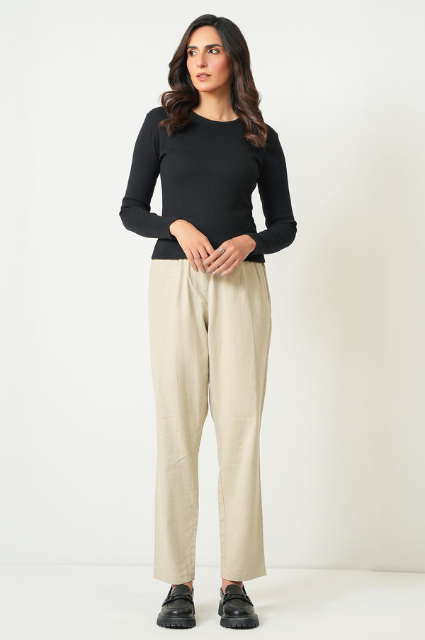 Straight Fit Formal Pants - Light Khaki