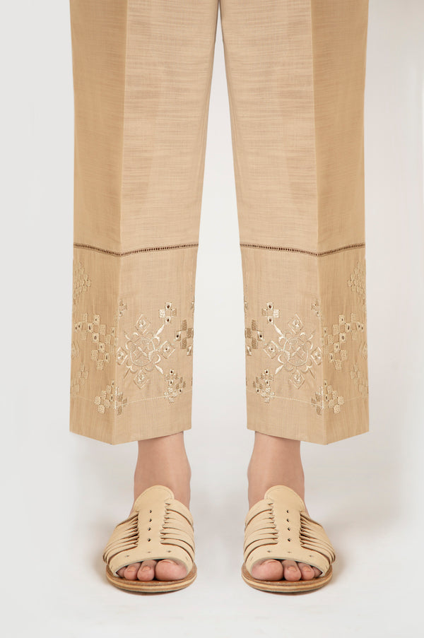 Embroidered Straight Khaddar Pants - Relax Fit