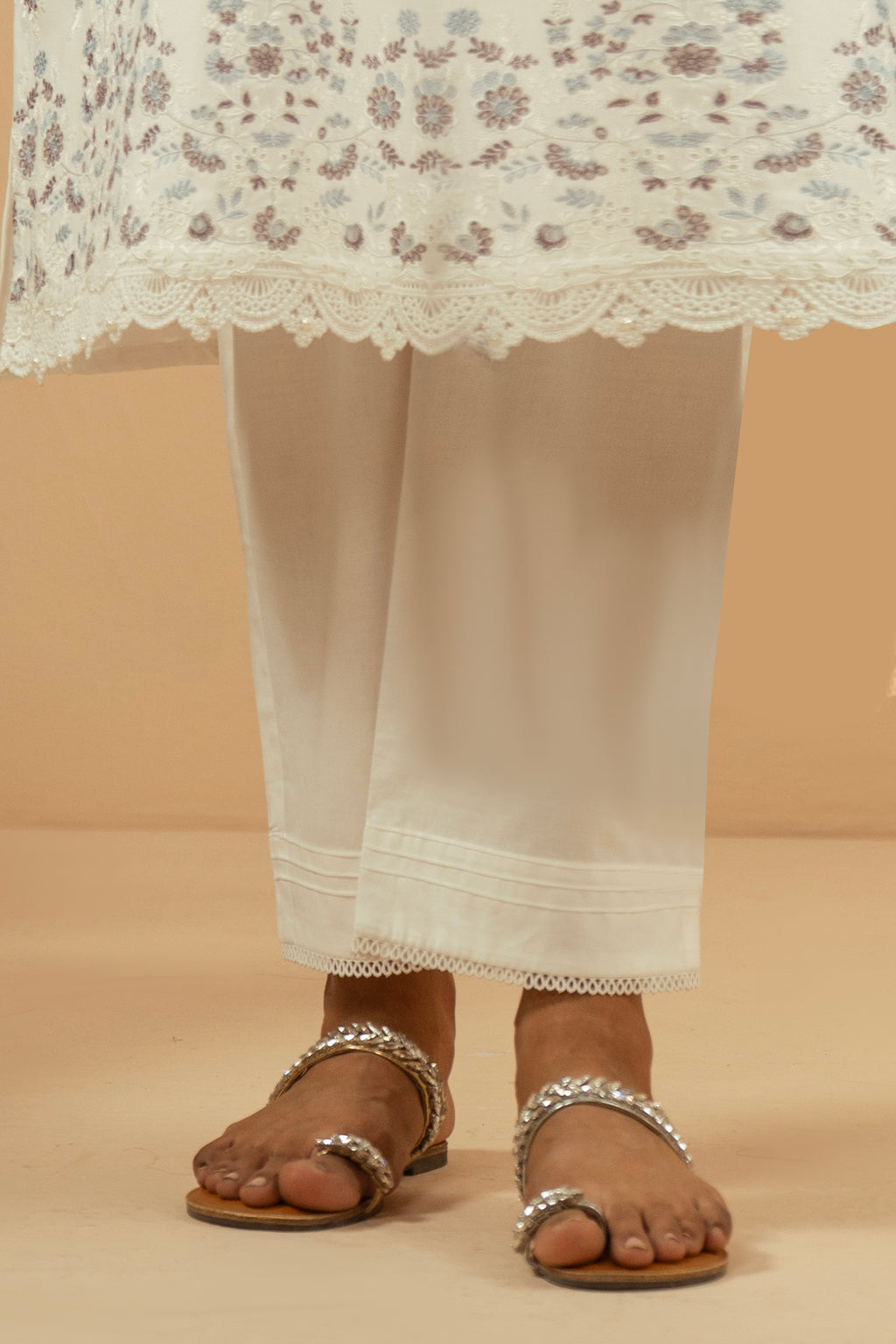 STYLIZED CAMBRIC STRAIGHT PANTS