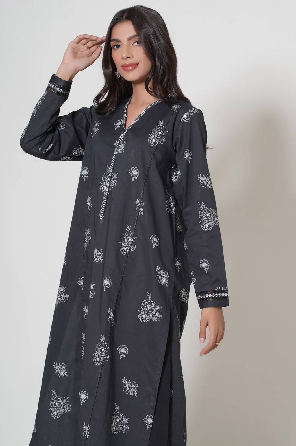 Unstitched 1 Piece Puff Printed Cambric Shirt