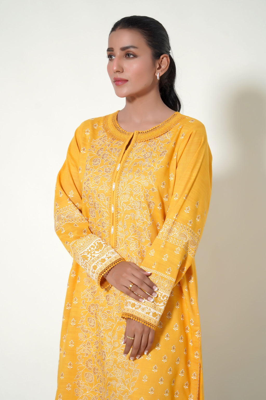 Unstitched 1 Piece Printed Paste Khaddar Shirt