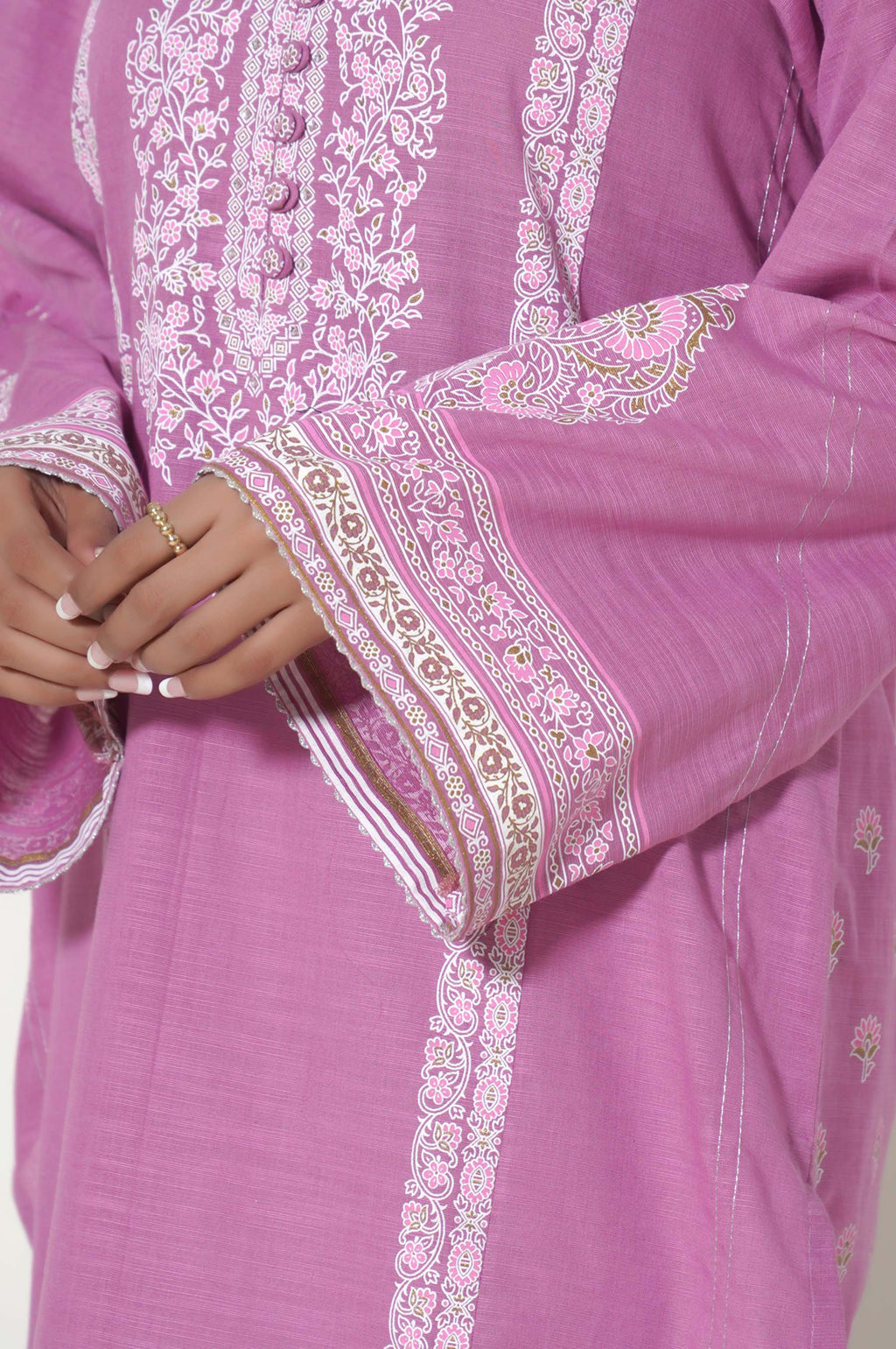 Unstitched 1 Piece Paste Printed Khaddar Shirt