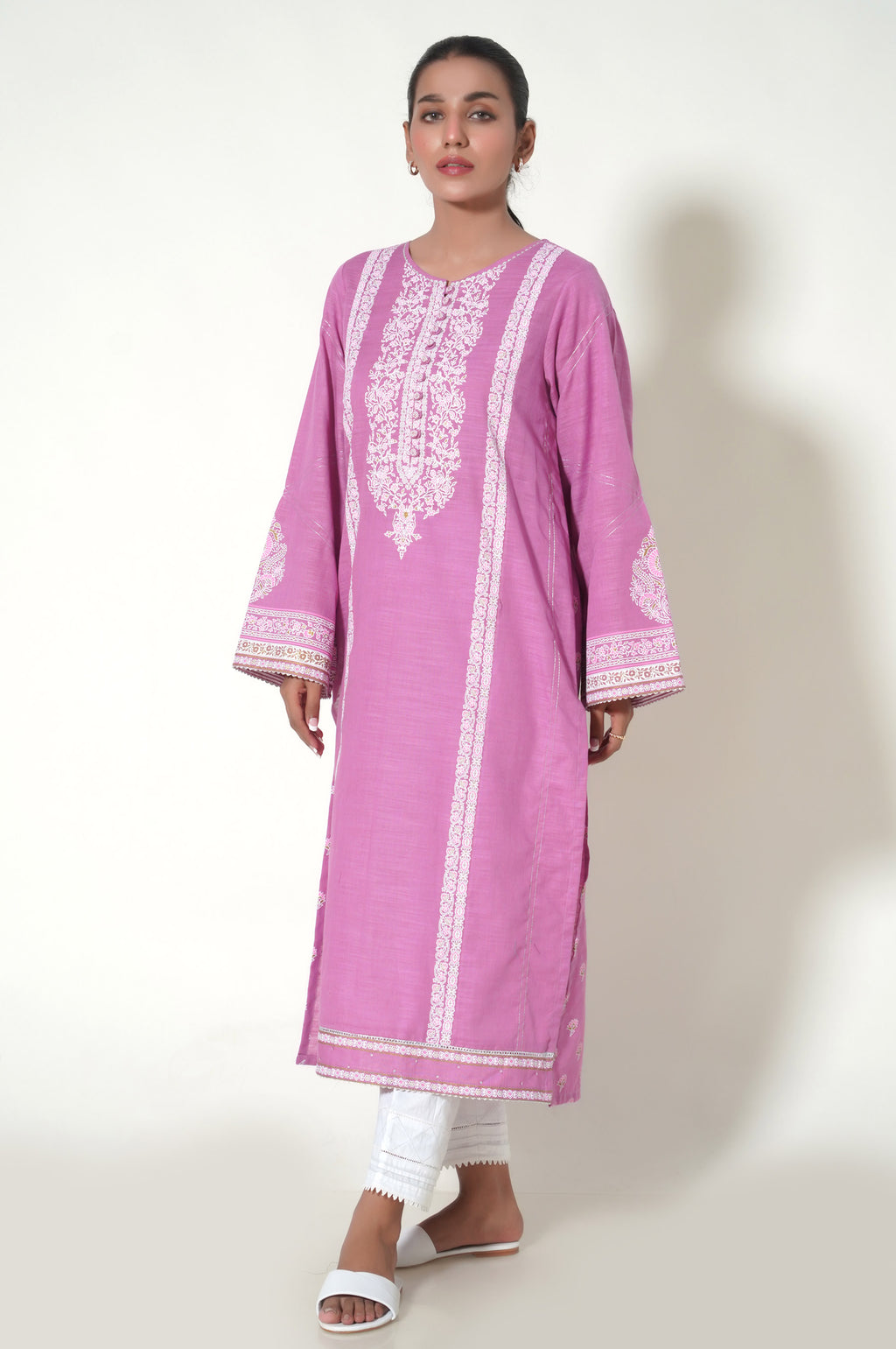 Unstitched 1 Piece Paste Printed Khaddar Shirt