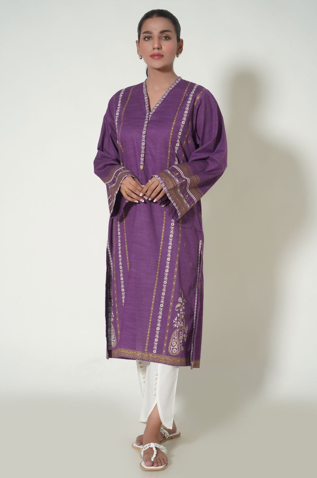Stitched 1 Piece Paste Printed Khaddar Shirt