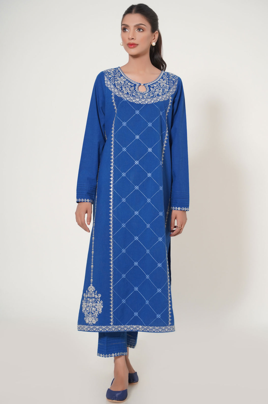 Unstitched 2 Piece Embroidered Slub Cambric Suit