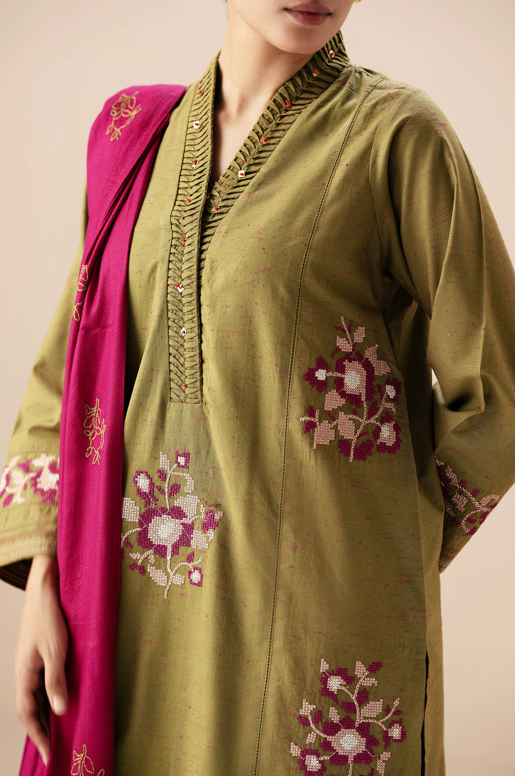 Unstitched 2 Piece Embroidered Multi Neps Suit
