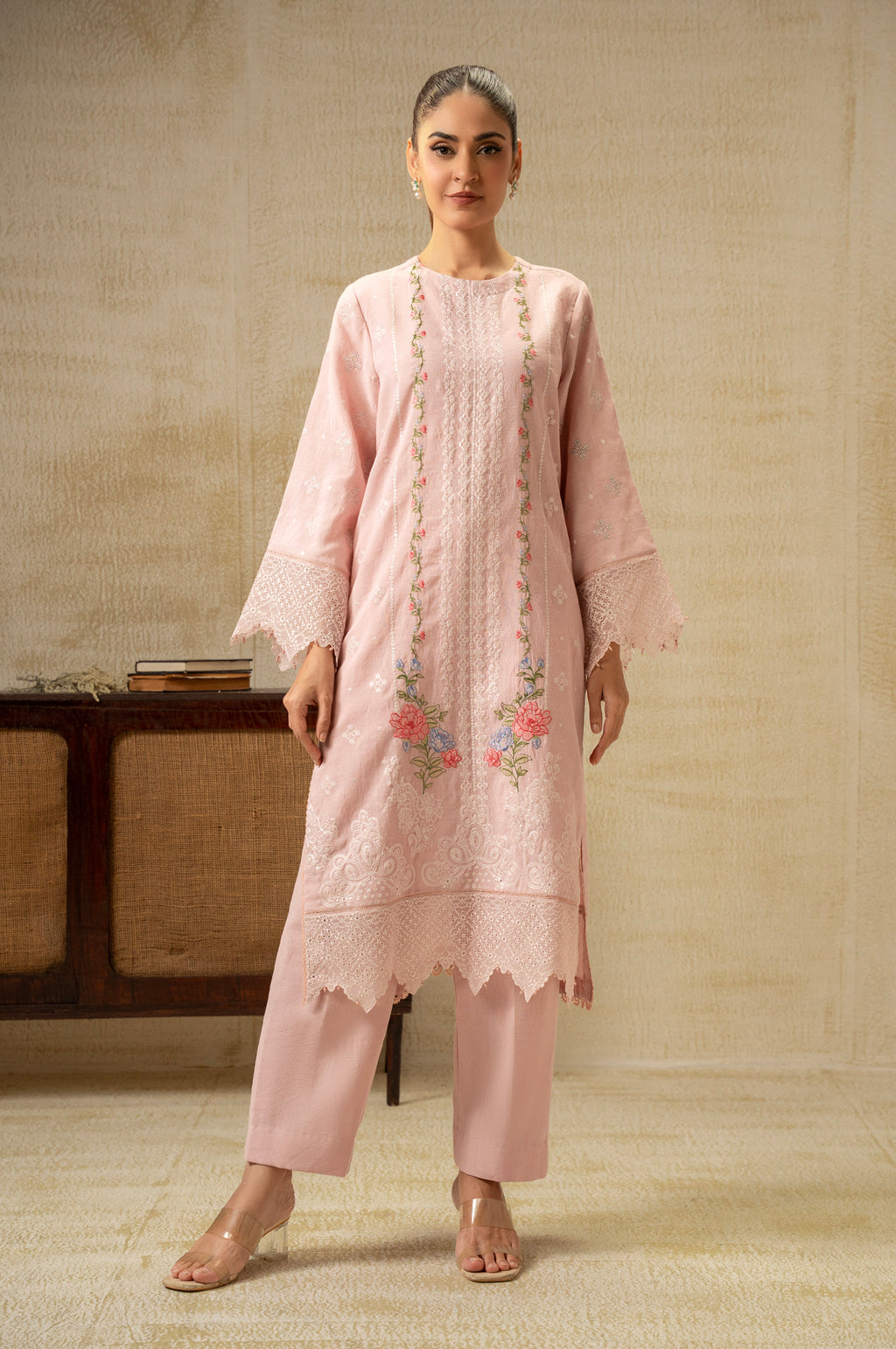UNSTITCHED DYED EMBROIDERED SUIT