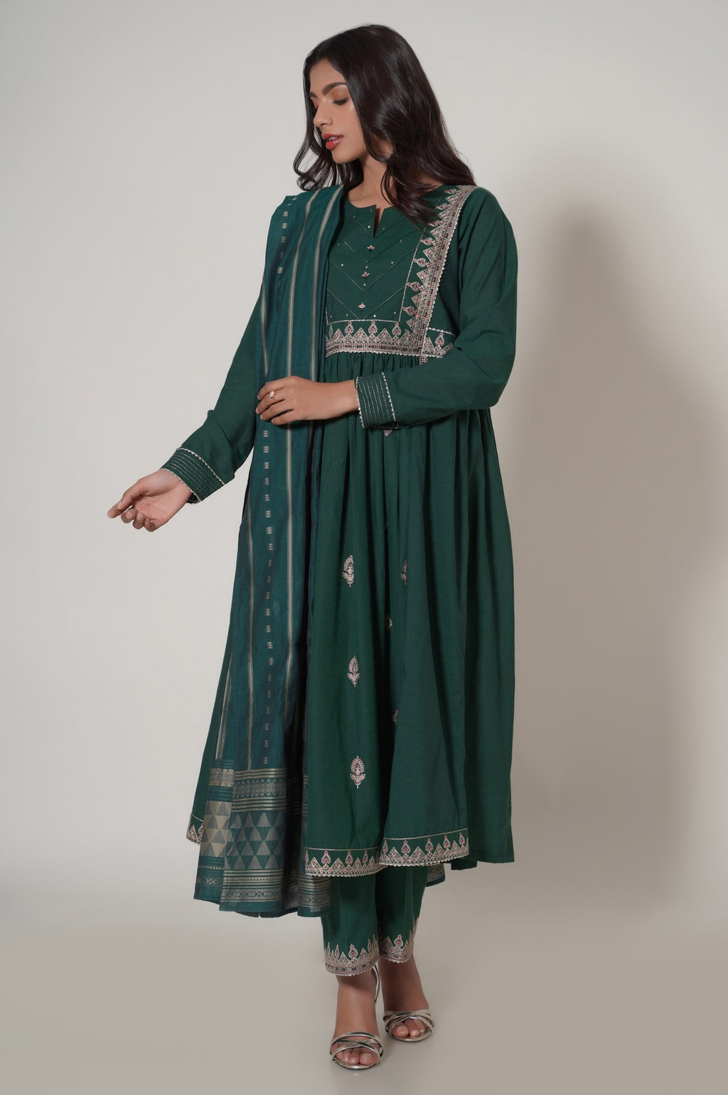 Unstitched 3 Piece Embroidered Yarn Dyed Suit