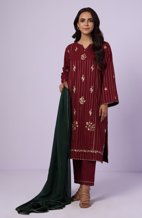 Unstitched 3 Piece Embroidered Mysuri Jacquard Suit