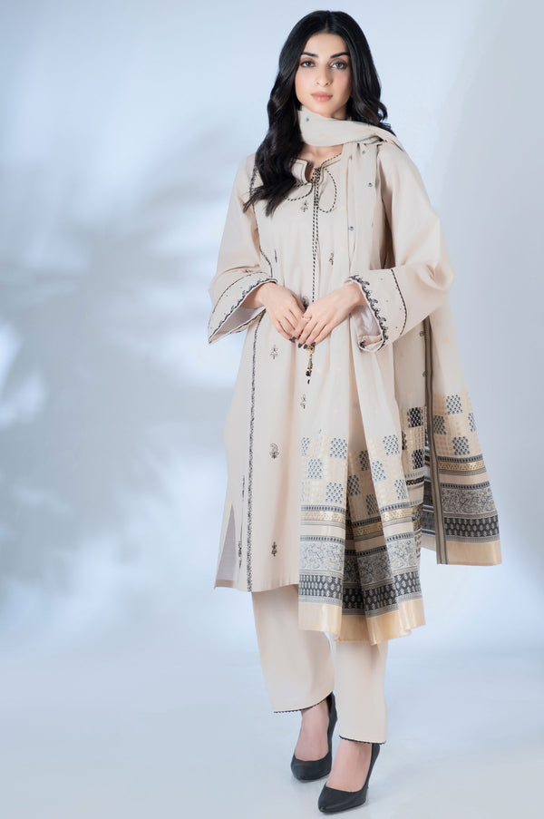 Unstitched 3 Piece Embroidered Yarn Dyed Jacquard Suit