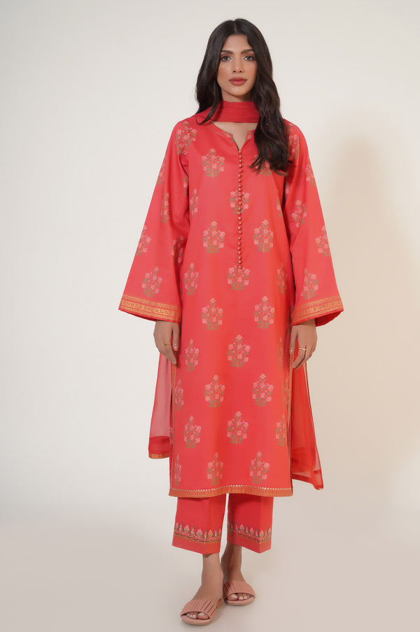 Stitched 3 Piece Paste Printed Lawn Suit