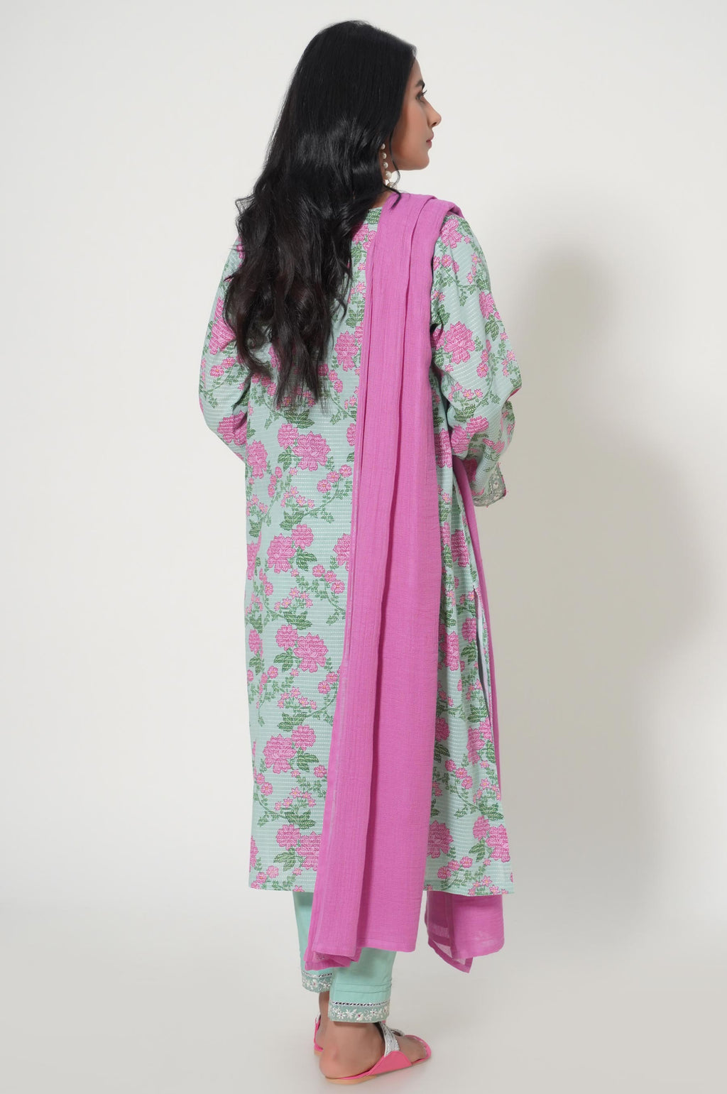 Unstitched 3 Piece Printed Dobby Lawn