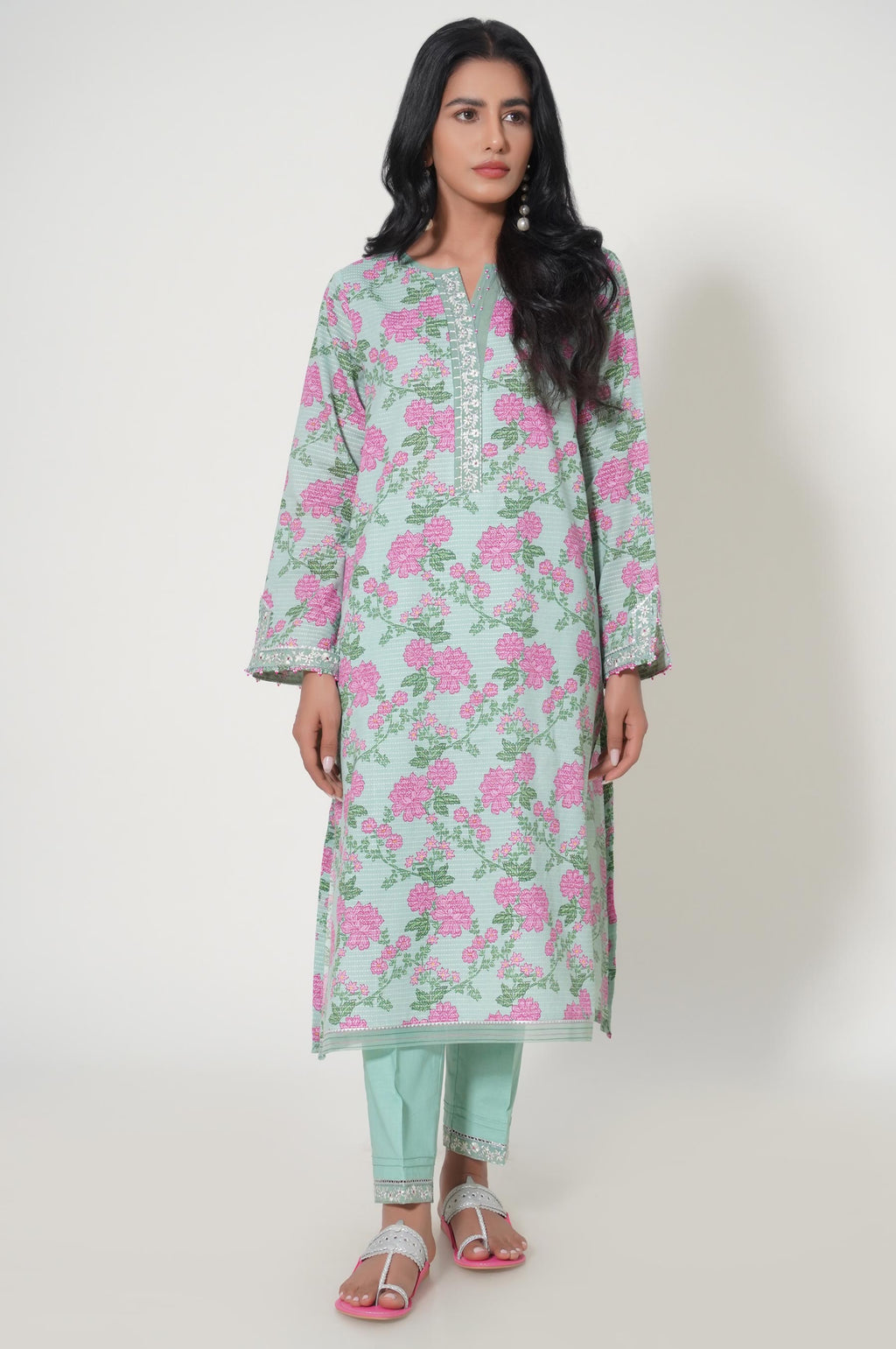 Unstitched 3 Piece Printed Dobby Lawn