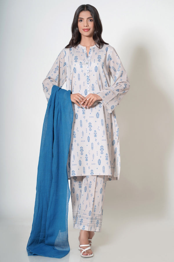 Unstitched 3 Piece Printed Cambric Suit