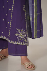 Unstitch 3 Piece Embroidered Slub Cambric Suit