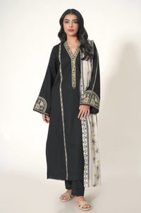 Unstitched 3 Piece Embroidered Slub Cambric Suit