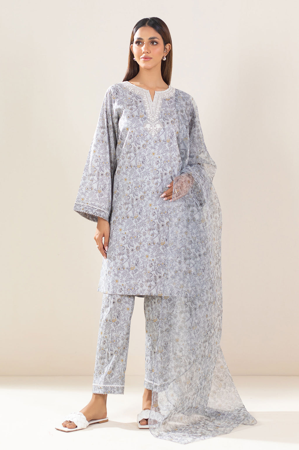 Stitched 3 Piece Printed Lawn Suit