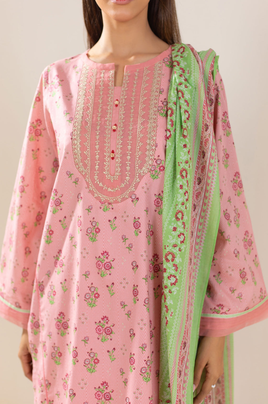 Stitched 3 Piece Embroidered Lawn Suit