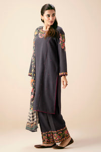 Unstitched 3 Piece Embroidered Cotton Satin Suit