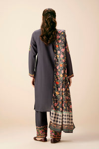 Unstitched 3 Piece Embroidered Cotton Satin Suit