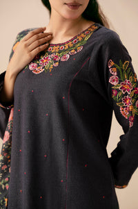 Unstitched 3 Piece Embroidered Cotton Satin Suit