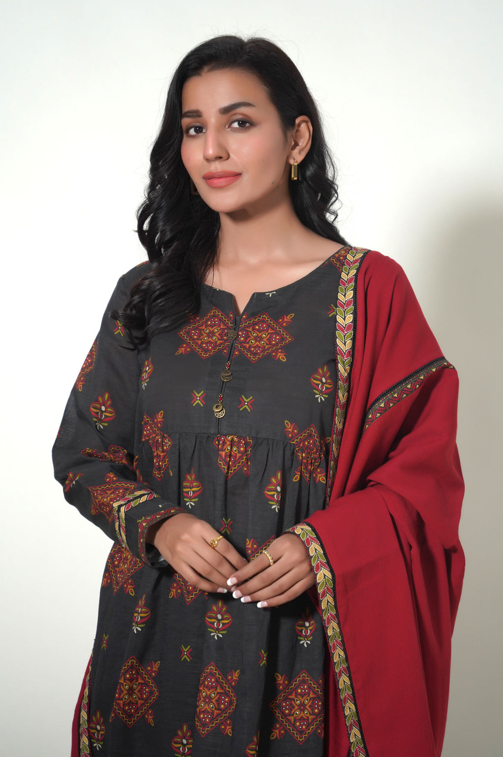 Unstitched 3 Piece Printed Cottle Suit