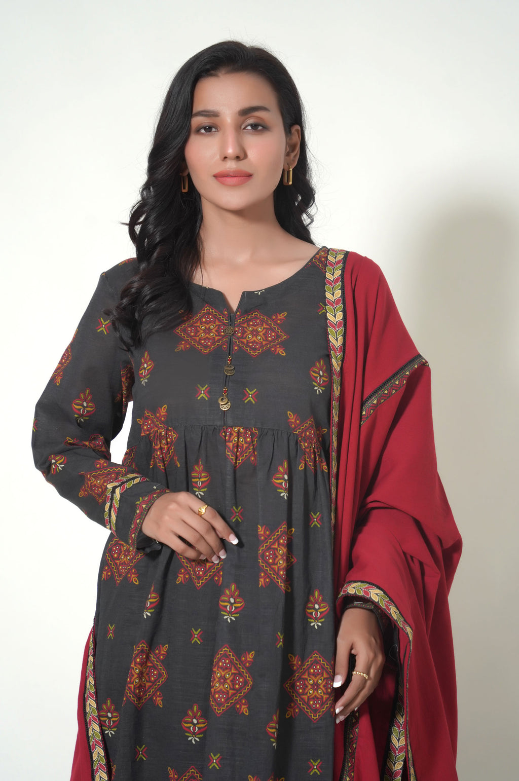 Unstitched 3 Piece Printed Cottle Suit