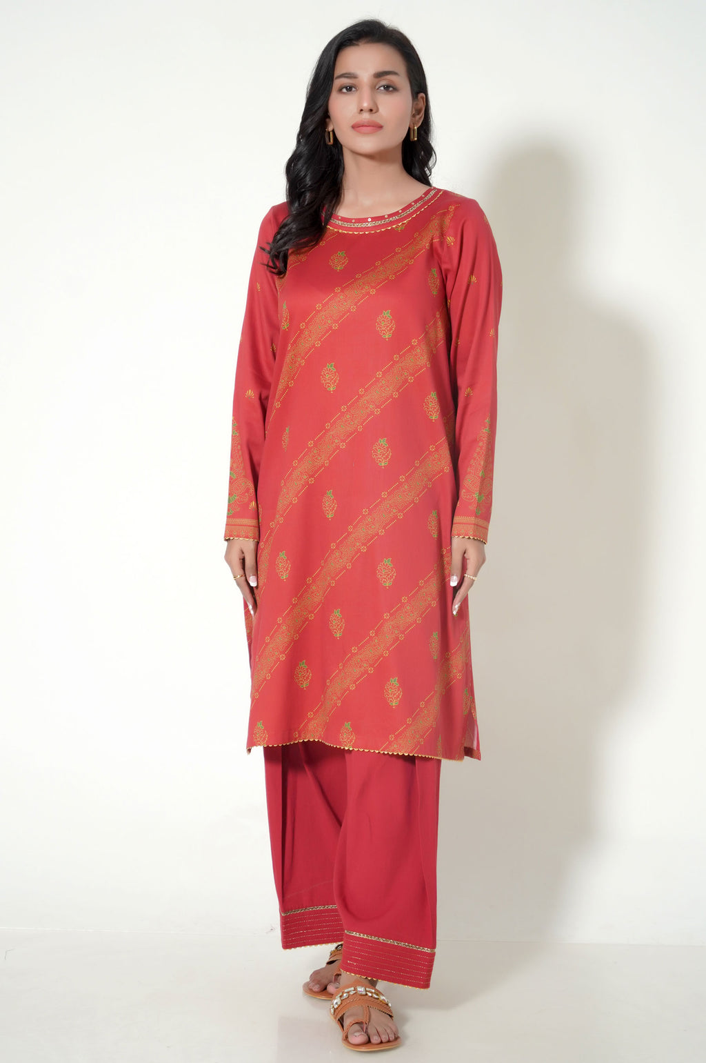 Unstitched 3 Piece Paste Printed Cottle Suit