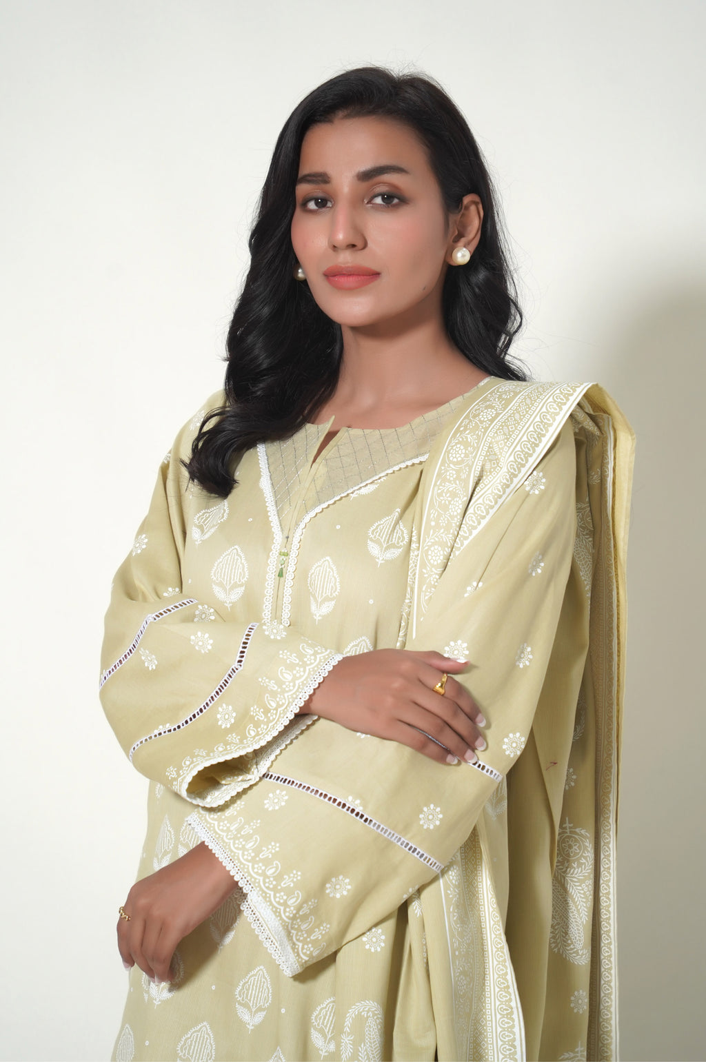 Unstitched 3 Piece Paste Printed Cottle Suit