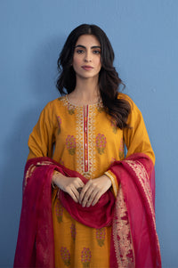 Unstitched 3 Piece Printed Khaddar Suit