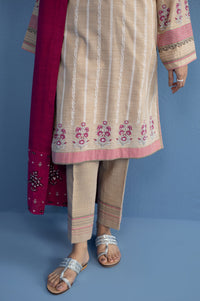 Unstitched 3 Piece Paste Printed Khaddar Suit