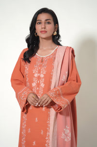Unstitched 3 Piece Embroidered Khaddar Suit