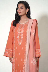 Unstitched 3 Piece Embroidered Khaddar Suit