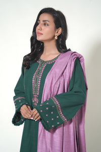 Unstitched 3 Piece Embroidered Khaddar Suit