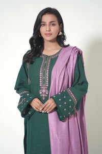 Unstitched 3 Piece Embroidered Khaddar Suit