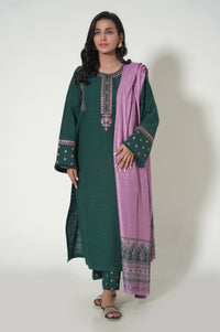 Unstitched 3 Piece Embroidered Khaddar Suit