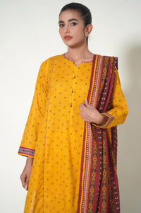Unstitched 3 Piece Printed Khaddar Suit