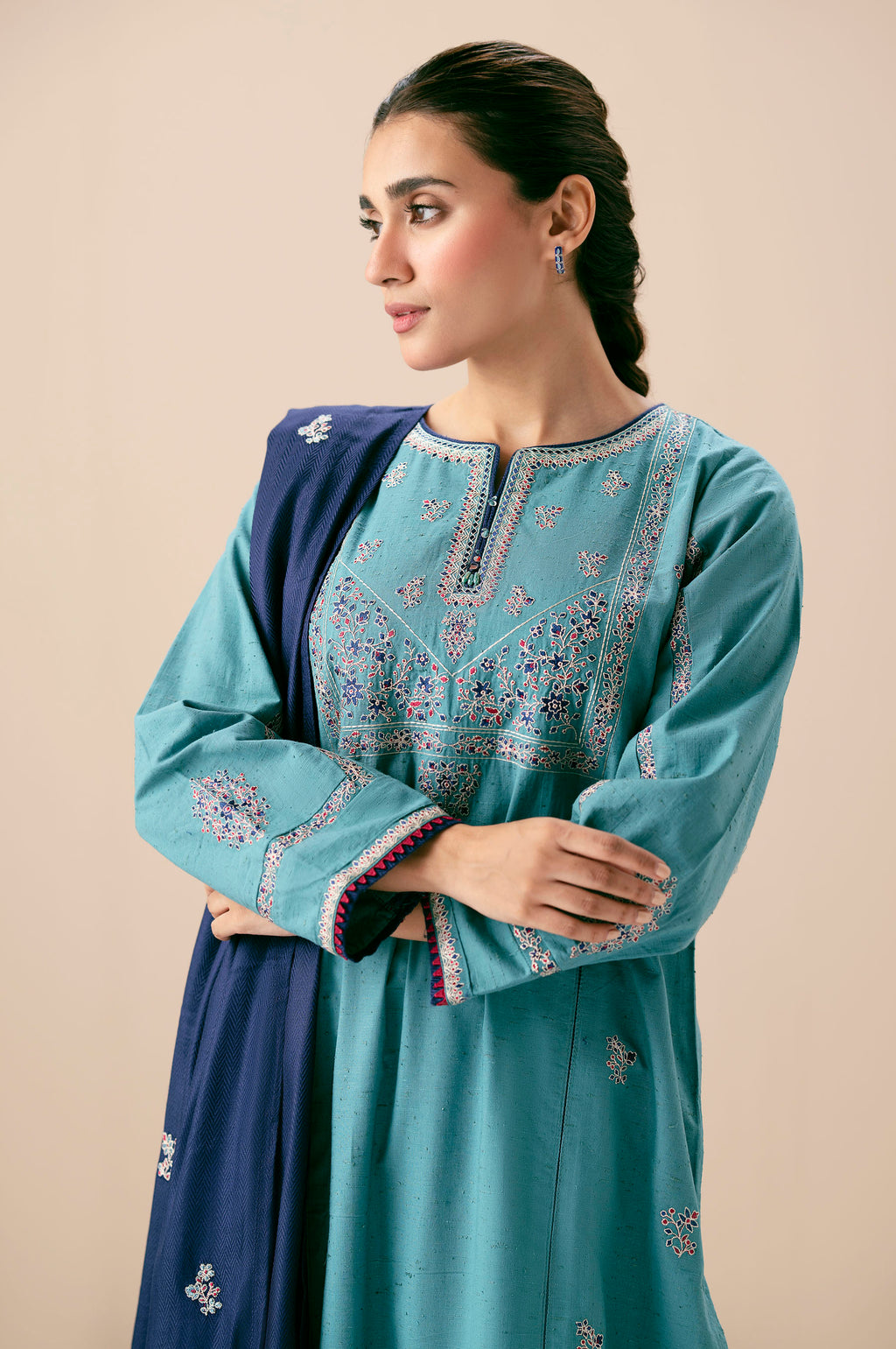 Unstitched 3 Piece Embroidered Multi Neps Suit