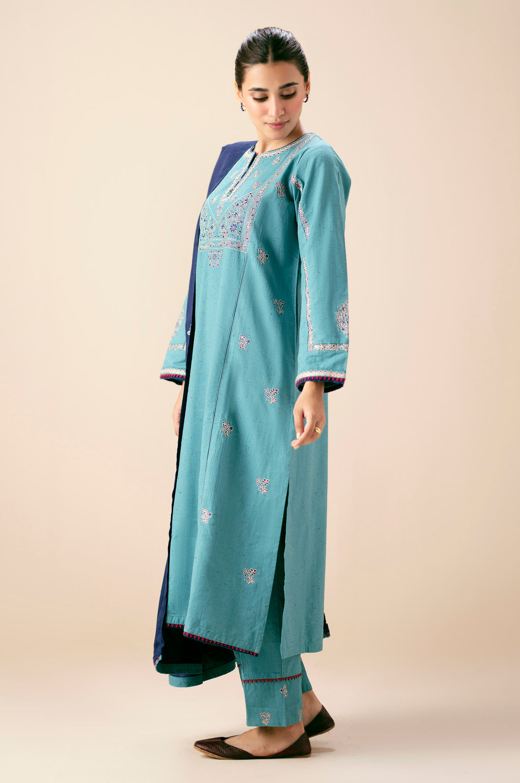 Unstitched 3 Piece Embroidered Multi Neps Suit