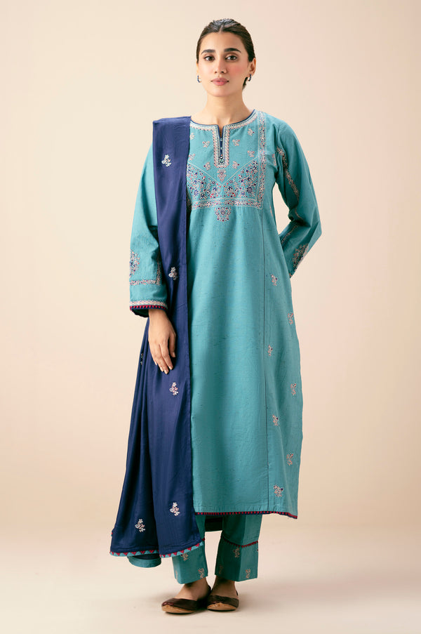 Unstitched 3 Piece Embroidered Multi Neps Suit