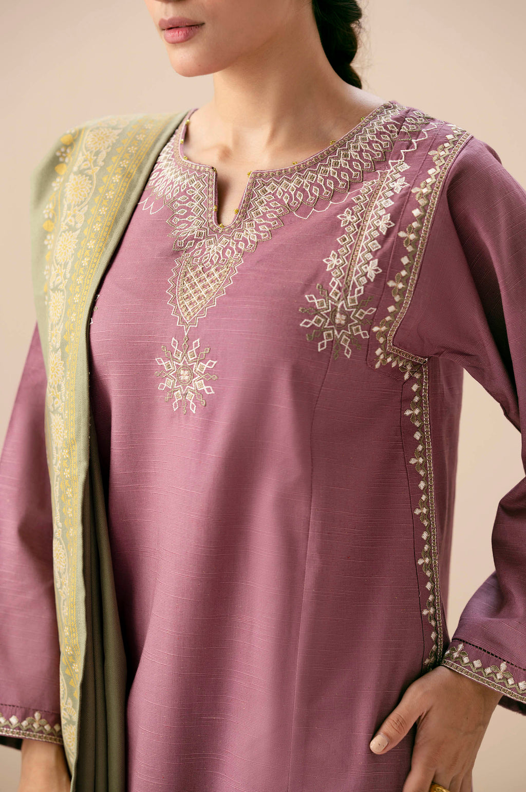 Unstitched 3 Piece Embroidered Multi Neps Suit