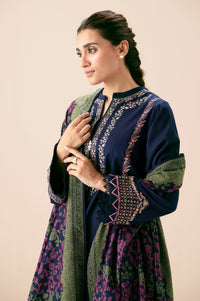Unstitched 3 Piece Embroidered Textured Slub Suit