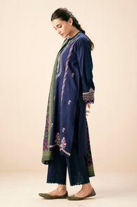 Unstitched 3 Piece Embroidered Textured Slub Suit