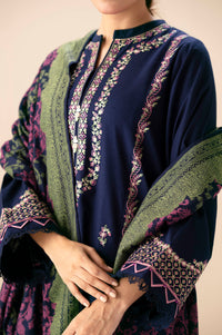 Unstitched 3 Piece Embroidered Textured Slub Suit