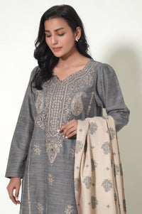 Unstitched 3 Piece Textured Slub Suit
