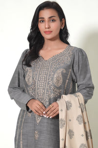 Unstitched 3 Piece Textured Slub Suit