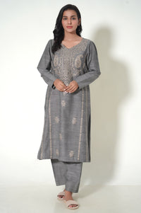 Unstitched 3 Piece Textured Slub Suit