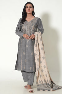 Unstitched 3 Piece Textured Slub Suit