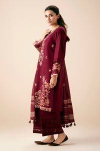 Unstitched 3 Piece Embroidered Textured Slub Suit
